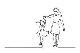 Happy Dancing Girl With Mother Mothers Day Drawings Line Art Drawings Mom Art