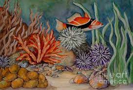 All it takes is a little paint and sponges for students to make beautiful . Coral Reef Painting By Barbara Oberholtzer