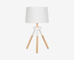 Dania Update Your Living Room With The Wooden Tripod Table Lamp This Quirky Gem Features A Two Tone Base Of White And Na Tripod Table Lamp Lamp Tripod Table