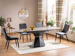 Its chunky base design is paired with a thick faux marble top for the ultimate dining experience. Casa Padrino Luxury Dining Table Gray Matt Anthracite 160 210 X 90 X H 76 Cm Modern Extendable Dining Room Table With Ceramic Plates In Marble Look Luxury Dining Room Furniture