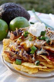 Bbq Pork Nachos- Had Something Similar At A Fall Festival It Didnt Have The Beans And Had The Melted Recipes Bbq Nachos Food