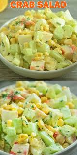 Imitation Crab Salad Quick And Easy Crab Salad Made With Crunchy Cucumbers Sweet Corn And Hard Boiled Egg Imitation Crab Salad Crab Salad Recipe Crab Salad