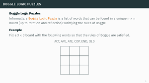 Learn how to solve them and create them yourself with our quick and easy tutorial. The Mathematics Of Boggle Logic Puzzles Speaker Deck