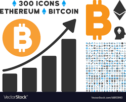 Bitcoin Bar Chart Trend Flat Icon With Collection