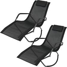Rocking Chaise Lounge Chairs With Headrest Pillow Set Of 2 Black Sunnydaze Decor Target Sunnydaze Decor Lounge Chair Outdoor Chaise Lounger