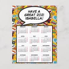 Comic Book Pop Art Speech Bubble 2021 Calendar Holiday Postcard Zazzle Com In 2020 Holiday Calendar Holiday Postcards Happy New Year Design