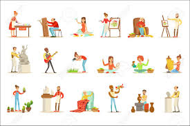 Every single one of us has hobbies; Adult People And Their Creative And Artistic Hobbies Set Of Cartoon Characters Doing Their Favorite Things Smiling Happy Men And Woment Expressing Their Creativity Through Art Vector Illustrations Royalty Free Cliparts Vectors