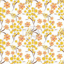 Elegant floral watercolor paint mint girly design tablecloth. Floral Seamless Pattern Yellow Orange Flowers White Background Wandposter Poster Schone Kindisch Strauss Myloview De
