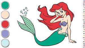 Use the coloring pages for crafts at your the little mermaid themed birthday party. How To Draw Color Disney Princess Ariel The Little Mermaid Youtube