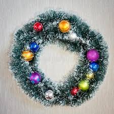 Christmas Wreath Of Tinsel And Balls New Year Decorations Decorations For The Sponsored Tinsel Balls Christmas Wreaths New Years Decorations Wreaths