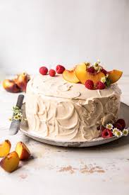 Peach Ricotta Layer Cake With Browned Butter Buttercream Half Baked Harvest Recipe Desserts Dessert Recipes Half Baked Harvest