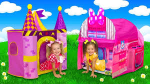 Sasha and Slava play with Playhouse Tent with Toy Surprises - YouTube
