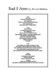Are you a son of temperance ? Poem Sad I Am Pdf Sad I Ams By Trevor Millum I Am The Ring From An Empty Cola Can The Scrapings From An Unwashed Porridge Pan The Severed Arm From