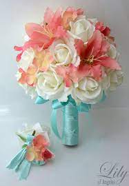 Wedding bouquet package including a bridal cascade bouquet, bridesmaids bouquet, corsages and boutonnieres, they were made of artificial real touch this listing is for separated bridal bouquets, bridesmaids' bouquets, boutonnieres, and corsages. Beach Wedding Bouquets And Boutonnieres Off 70 Buy