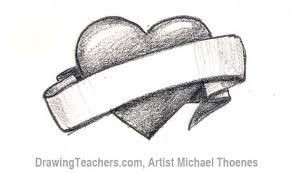 How To Draw A Heart With Banner Love Heart Drawing Heart Drawing Banner Drawing