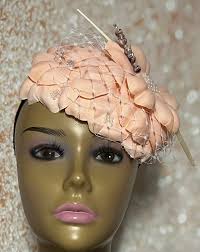 Peach Flower Fascinator Half Hat, Weddings, Church, Tea Parties, and Other  Special Occasions