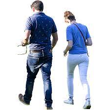 Background Removed From This Image Of A Man And A Woman Walking Away They Are Wearing Different Shades Of Blue Immediate Entourage Walking Shades Of Blue