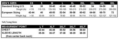 mens size chart espy golf swing coach