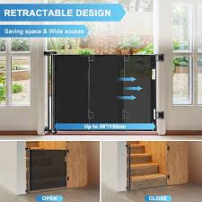 Buy Baby Gate Extra Wide 59 Space Saving Retractable Mesh Gates For Kids Or Pets With 2 Sets Of Mounting Hardware Movable Indoor And Outdoor Dog Gates For Doorways Stairs Hallways Banisters