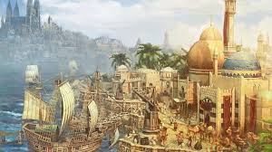 Anno 1404 City Building Ship Boat Sea Fantasy Wallpaper Background Fantasy City Venice Wallpaper Fantasy Castle