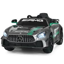 Costway Mercedes Benz Amg Licensed 12 Volt Silver Gray Kids Ride On Car With Remote Control Ty326414sl The Home Depot Kids Ride On Mercedes Benz Amg Mercedes Benz