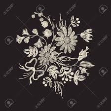 Marilyn women pattern tights with floral print gucci g08. Embroidery Floral Pattern With Chamomiles Bow And Flowers Vector Stock Photo Picture And Royalty Free Image Image 85768127