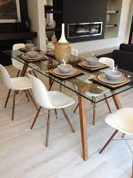 See more ideas about glass dining table, dining table, dining. Sticotti Glass Dining Table And Eames Dining Chairs In Walnut Dining Room Table Set Glass Dining Room Table Modern Glass Dining Table
