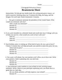 Persuasive Essay Brainstorm Page And Template Persuasive Essays Paragraph Essay Persuasive Writing
