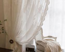 Rococo shabby chic fairy tale delicate white sheer frill curtain, flounce curtain, lace curtain, rod pocket/pinch pleated drapery, drape. Shabby Chic Curtains Etsy