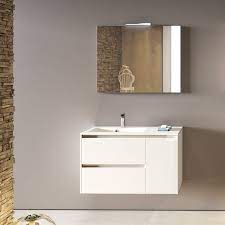 Iconico home essential mobile bagno sospeso con 2 cassetti e lavabo integrato, truciolato, rovere naturale, 75,5x49,5x59 cm. Mobile Bagno Sospeso Flip 90 Cm 90x50 Frontale E Lati Bianco Lucido Cassetti Ammortizzati