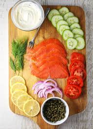 Top with a small dollop of crème fraîche, a small strip of smoked salmon, and a dill sprig. Smoked Salmon Brunch Board Tastefulventure