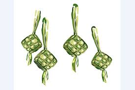 Cartoon two muslim people celebrating eid al fitr climb on ketupat illustration. Selamat Hari Raya Aidilfitri Ketupat Selamat Hari Raya Ketupat Illustration Selamat Hari Raya Aidilfitri