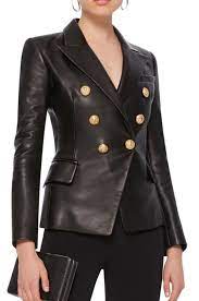 Leather Double Breasted Gold Button Blazer Genuine Leather Jackets Leather Jackets Women Cheap Leather Jacket