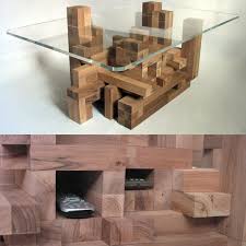 Cityscape Coffee Table Adds Extra Utility With A Wooden Block Base Coffee Table Design Coffee Table Design Modern Coffee Table