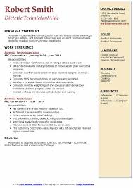 Dietetic Technician Resume Samples Qwikresume