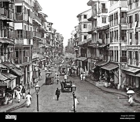 Late 19th century photograph - Street Scene, likely Bombay, Mumbai, India Stock Photo - Alamy