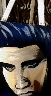 Elvis found some red craft paint.