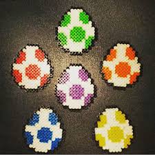 Perler Yoshi Egg Super Mario Bead Sprite Pixel Art Perler Bead Patterns Bead Sprite Perler Bead Art