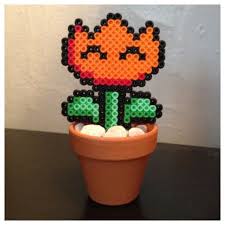 Mario Fire Flower Power Plant Pot Nintendo By K8bithero On Etsy 11 00 Perle A Repasser Modeles Perles Hama Et Art Creatif