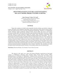 Study at 9th grade smp negeri 19. Pdf Identifikasi Kesulitan Belajar Mahasiswa Melalui Model Project Based Learning