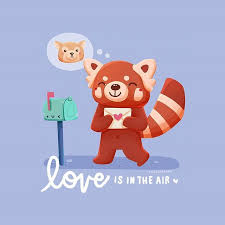 Kimchi The Red Panda Has Received Honey The Wolfie S Love Letter And They Re Very Excited About It You Can Get This As In 2020 Cafe Artwork Printable Cards Lettering