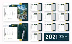 2021 Desk Calendar Print Ready Template In 2020 Desk Calendars Print Calendar Desk Calendar Design