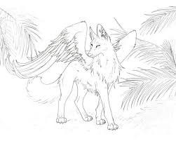 Download or print this amazing coloring page: Anime Wolf Pup Magic Wolf With Wings Coloring Pages Novocom Top