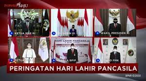 Sesuai keputusan presiden republik indonesia nomor 24 tahun 2016, pemerintah bersama seluruh komponen bangsa dan masyarakat indonesia memperingati hari lahir pancasila pada tanggal 1 juni, kata deputi bidang. Peringatan Hari Lahir Pancasila Di Tengah Pandemi Jokowi Dan Jajaran Kepala Lembaga Upacara Virtual Tribunnews Com Mobile