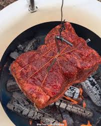 Hanging Ny Strip Roast Video In 2020 Smoked Food Recipes Campfire Food Fire Cooking