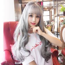 The murderous granny is on the loose again. Ellis Wig Female Air Bangs Grandma Gray Fluffy Long Curly Hair Cos Net Red Cute Big Wave Long Hair Set