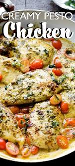 Creamy Pesto Chicken Create A Restaurant Style Meal At Home With This Flavor Packed Creamless C Chicken Pesto Recipes Chicken Dinner Recipes Chicken Recipes