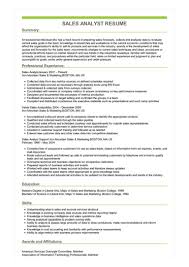 sales analyst resume example
