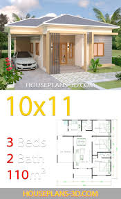 house design 10x11 with 3 bedrooms hip tiles house plans 3d bungalow house plans house construction plan building plans house