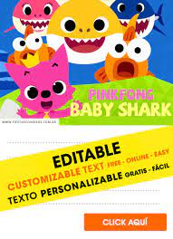 9 Free Baby Shark Pinkfong Birthday Invitations For Edit Customize Print Or Send Via Whatsapp Fiestas Con Ideas